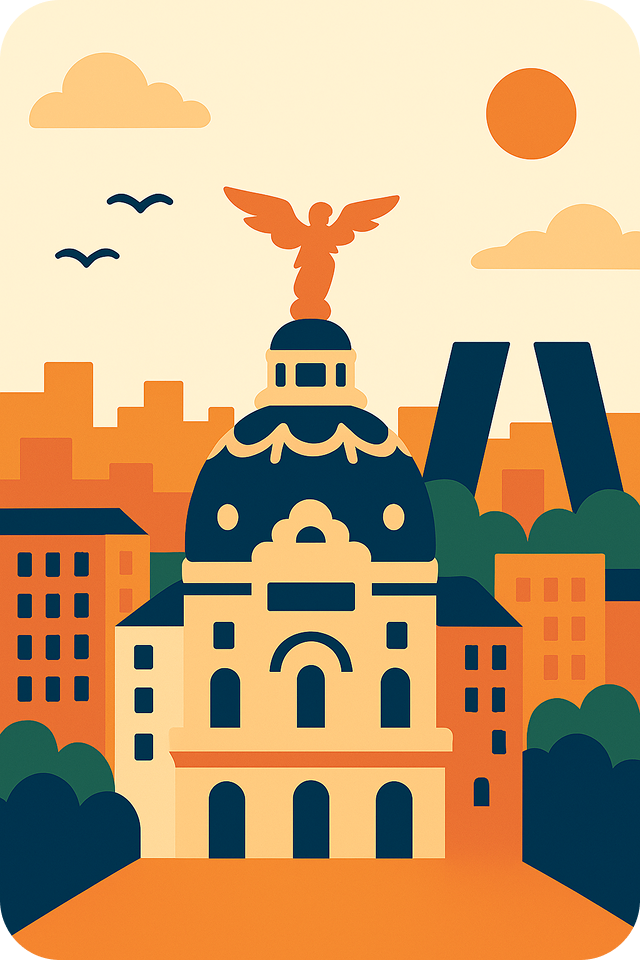 Restaurantes en Madrid - Ilustración artística de la capital española